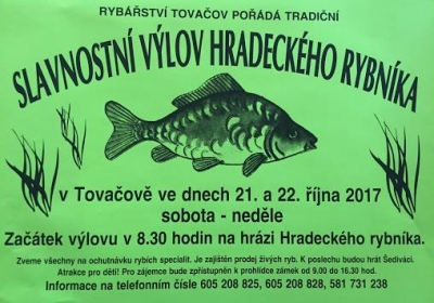 Slavnostní výlov Hradeckého rybníka 2017 - rybářství Tovačov