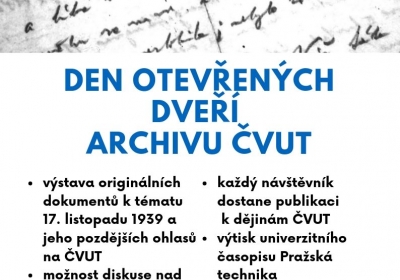 Den otevřených dveří Archivu ČVUT