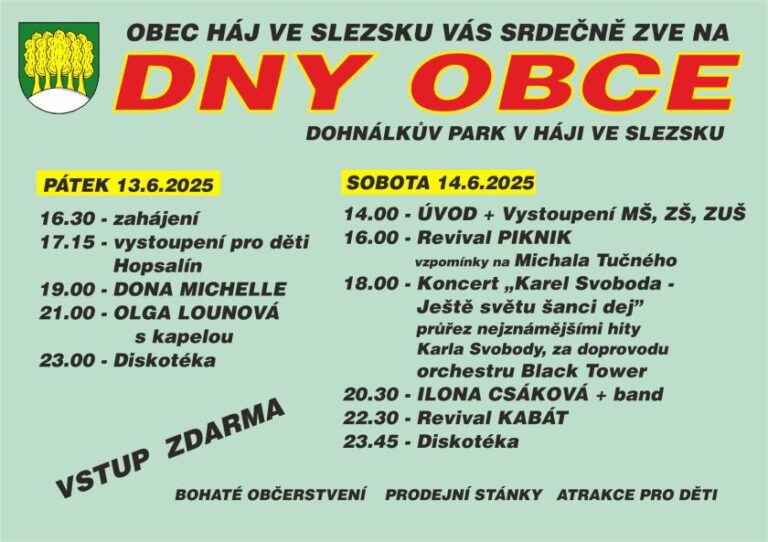 www.vstupzdarma.cz dny obce haj ve slezsku 2025 768x542