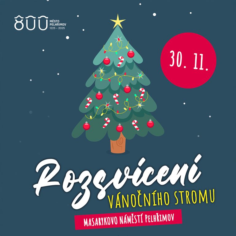 www.vstupzdarma.cz rozsviceni vanocniho stromu 2025 masarykovo namesti pelhrimov 768x768