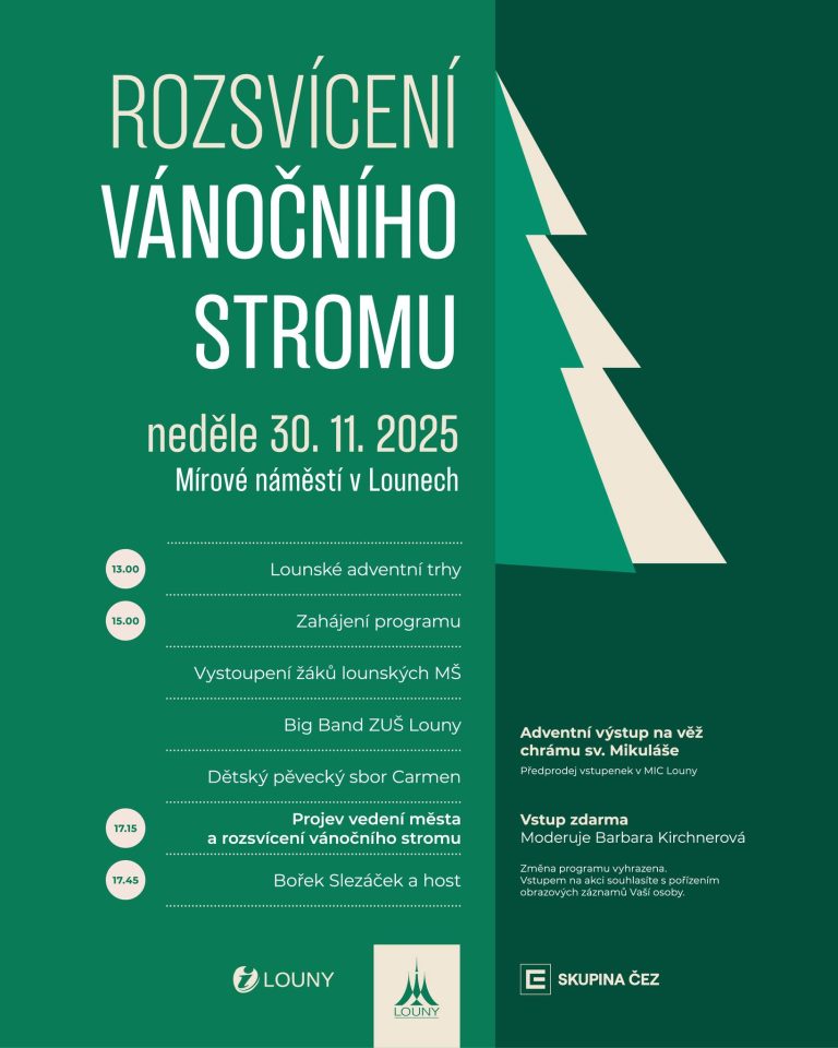 www.vstupzdarma.cz rozsviceni vanocniho stromu v lounech 2025 768x960